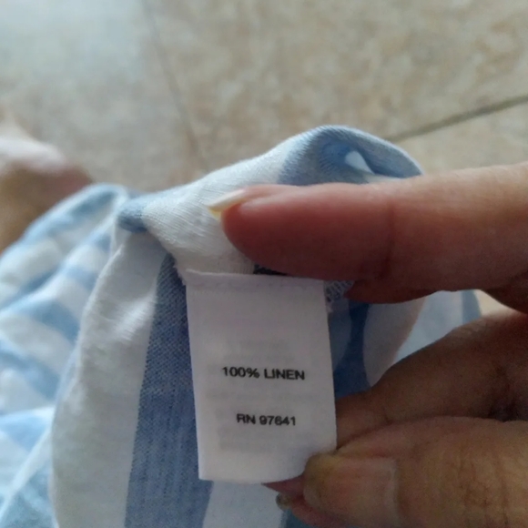 J Jill Love Linen Blue & White Striped Sleeveless dress, size Medium Petite - Picture 4 of 8